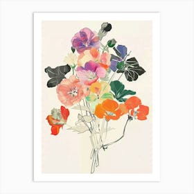 Geranium 2 Collage Flower Bouquet Art Print