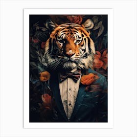 Tiger Art In Collage Art Style 2 Art Print