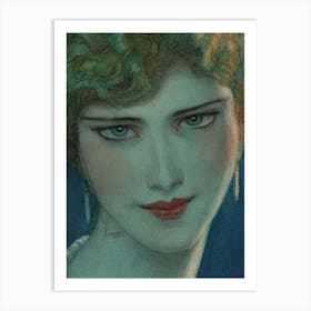 Face Of Blonde Girl With Earrings (1923 April) By Wladyslaw Theodore Benda Art Print