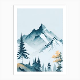 Mountain And Forest In Minimalist Watercolor Vertical Composition 276 Art Print