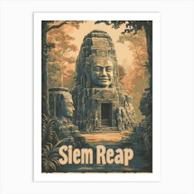 Aihrgdesign A Classic 1960s Travel Poster For Siem Reap 2 Art Print