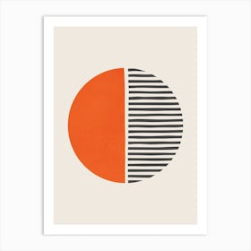 Minimalist Lines Circle Orange Art Print