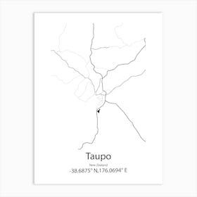 Taupo,New Zealand Minimalist Map Art Print