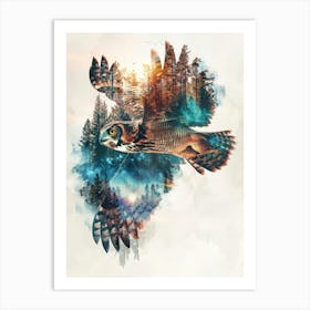 Owl In Flight 3 Art Print