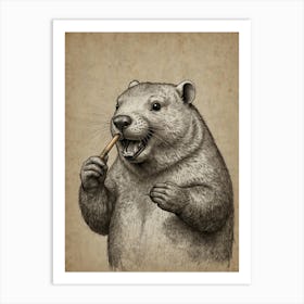 Groundhog Smoking A Cigarette Art Print