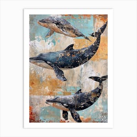 Whimsical Whales Brushstrokes 4 Art Print