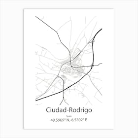 Ciudad Rodrigo,Spain Minimalist Map Art Print