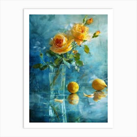 Yellow Roses And Lemons Art Print