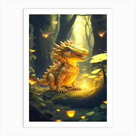 Golden Dragon In The Forest 2 Art Print