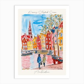 Poster Of Amsterdam, Dreamy Storybook Illustration 2 Art Print