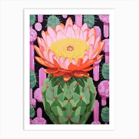 Mexican Style Cactus Illustration Acanthocalycium Cactus 5 Art Print