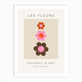 Les Fleurs | 03 - Retro Flowers Olive And Pink Floral Art Print