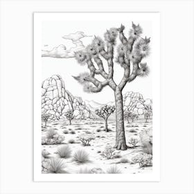  Detailed Drawing Of A Joshua Trees 1 Art Print