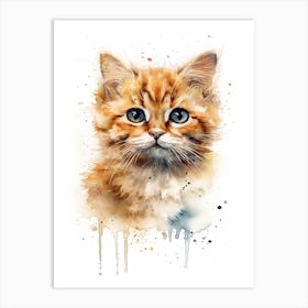 Baby Cat Kitten Watercolour Nursery 2 Art Print