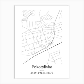 Pokotylivka,Ukraine Minimalist Map Affiche