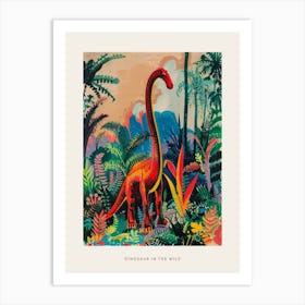 Colourful Dinosaur In The Landscape Painting 3 Poster Art Print