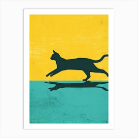 Cat Running Canvas Print Art Print