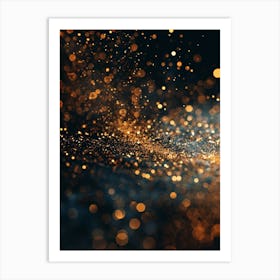 Abstract Gold Sparkles On Black Background Art Print