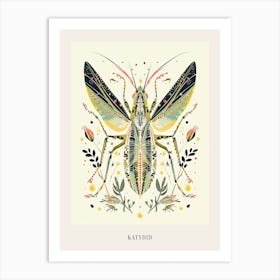 Colourful Insect Illustration Katydid 12 Poster Art Print