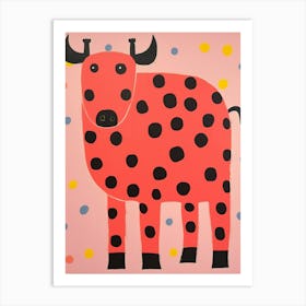 Pink Polka Dot Bison 5 Art Print