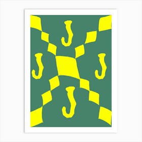 Yellow And Black Checkerboard Art Print