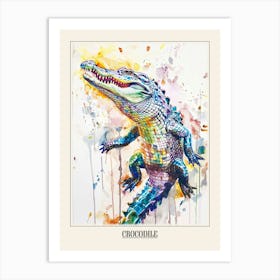 Crocodile Colourful Watercolour 3 Poster Art Print