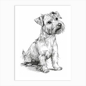 Cute Terrier Dog Line Art 2 Art Print