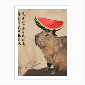 Beaver With Watermelon Art Print