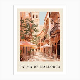 Palma De Mallorca Spain 1 Vintage Pink Travel Illustration Poster Art Print