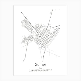 Guines,Cuba Minimalist Map Art Print