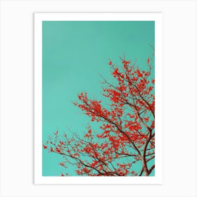 Red Tree Against Blue Sky 5 Art Print