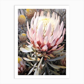 Protea 4 Flower Painting Art Print