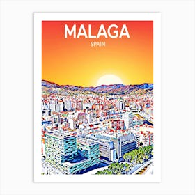 Malaga Spain Sunset 1 Art Print