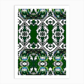 Abstract Pattern In Green And White Art Print