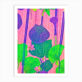 Lotus Root Risograph Retro Poster vegetable Art Print