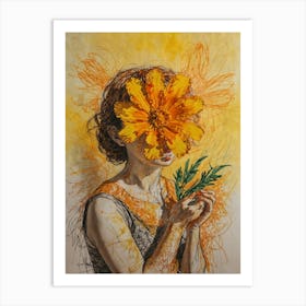 Girl With A Flower Art Print