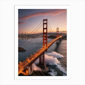 Golden Gate Bridge At Sunset Art Print