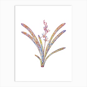 Stained Glass Boat Orchid Mosaic Botanical Illustration on White Art Print