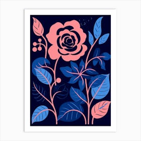 Blue Flower Illustration Rose 5 Art Print