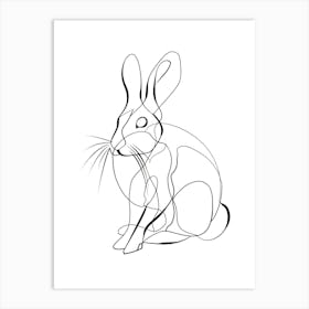 Continuous Line Drawing Of Rabbit animal lines art Art Print