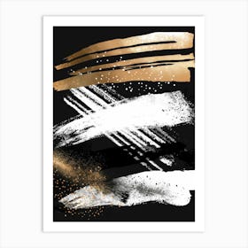 Gold And Black Brush Strokes 22 Art Print