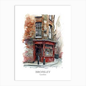 Bromley London Borough   Street Watercolour 1 Poster Art Print