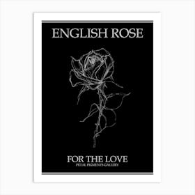 English Rose Black And White Line Drawing 39 Poster Inverted Art Print