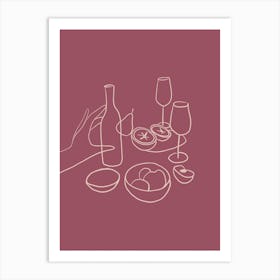 Dinner Party One Line Dining Room Art Print