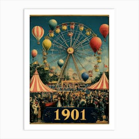 Aihrgdesign A Nostalgic Poster Of A 1901 Fairground With A Fe 175c30fc 4de8 4f74 95ae 83af8aee6ec5 0 Art Print