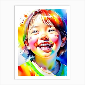 watercolor portrait of a joyful child 1 Art Print