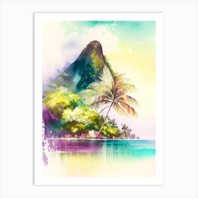 Nuku Hiva French Polynesia Watercolour Pastel Tropical Destination Art Print