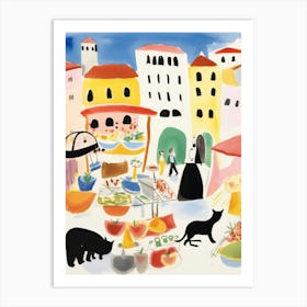 The Food Market In Sintra 4 Illustration Art Print