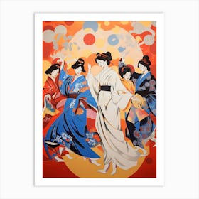 Awa Odori Dance Japanese Traditional Illustration 8 Art Print