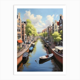 Amsterdam Canal Summer Aerial View Painting Art Print 1 Art Print